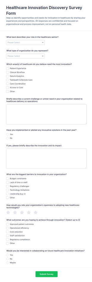 Healthcare Innovation Discovery Survey Form Template