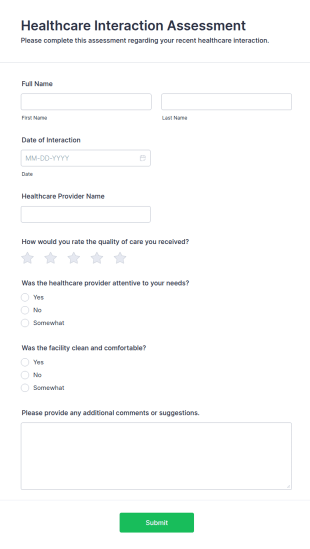 Healthcare Interaction Assessment Form Template