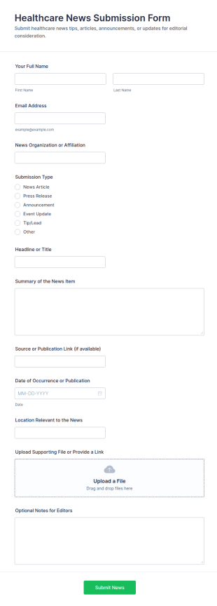 Healthcare News Submission Form Template