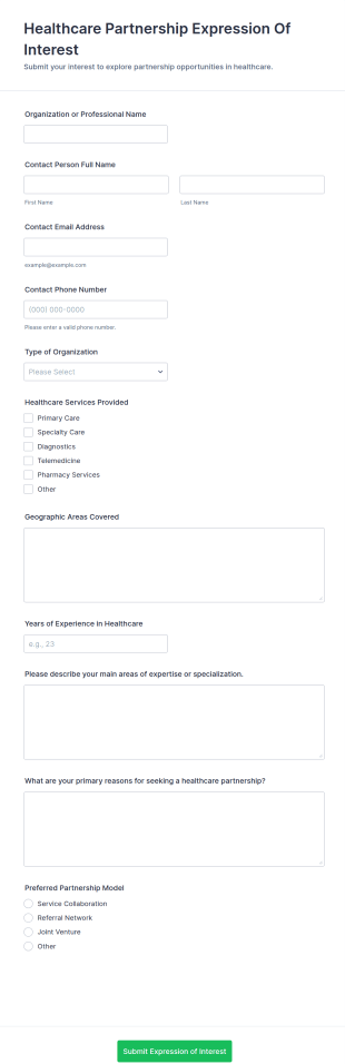 Healthcare Partnership Expression Of Interest Form Template