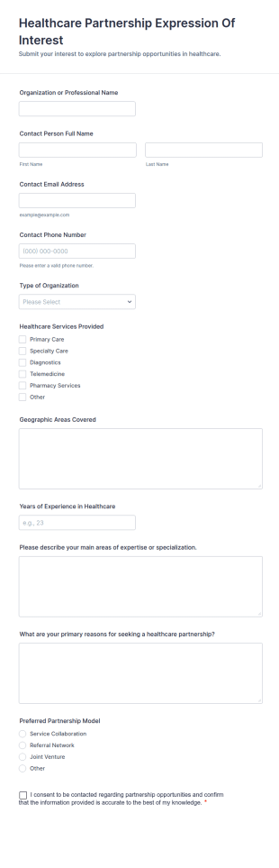 Healthcare Partnership Expression Of Interest Form Template