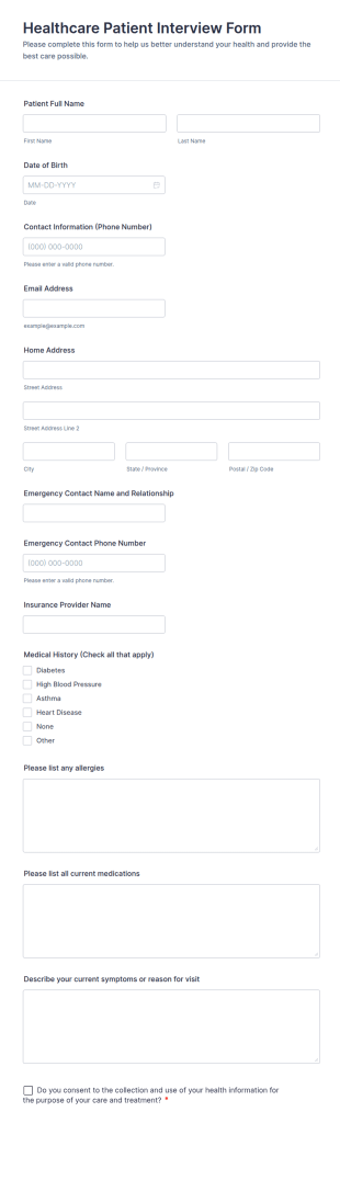 Healthcare Patient Interview Form Template