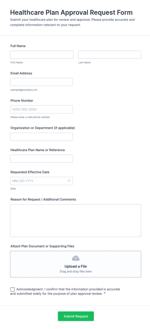 Healthcare Plan Approval Request Form Template