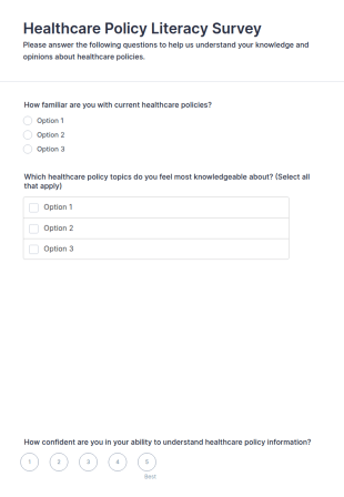 Healthcare Policy Literacy Survey Form Template
