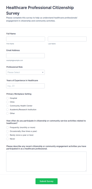 Healthcare Professional Citizenship Survey Form Template