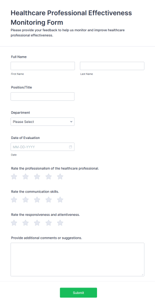 Healthcare Professional Effectiveness Monitoring Form Template