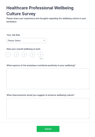 Healthcare Professional Wellbeing Culture Survey Form Template