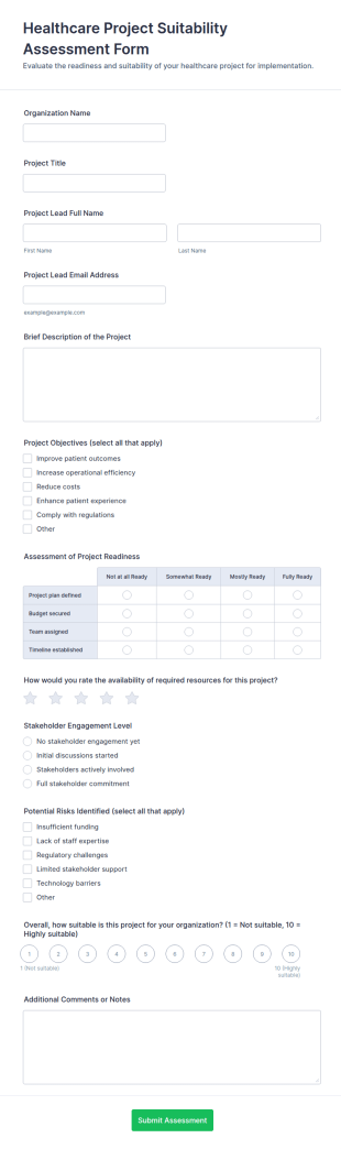 Healthcare Project Suitability Assessment Form Template