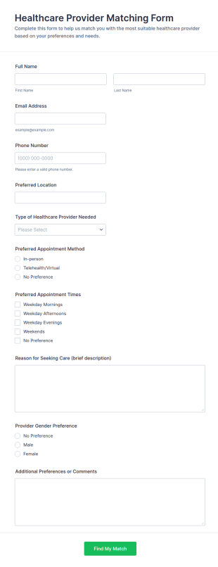 Healthcare Provider Matching Form Template