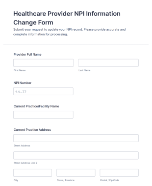 Healthcare Provider NPI Information Change Form Template