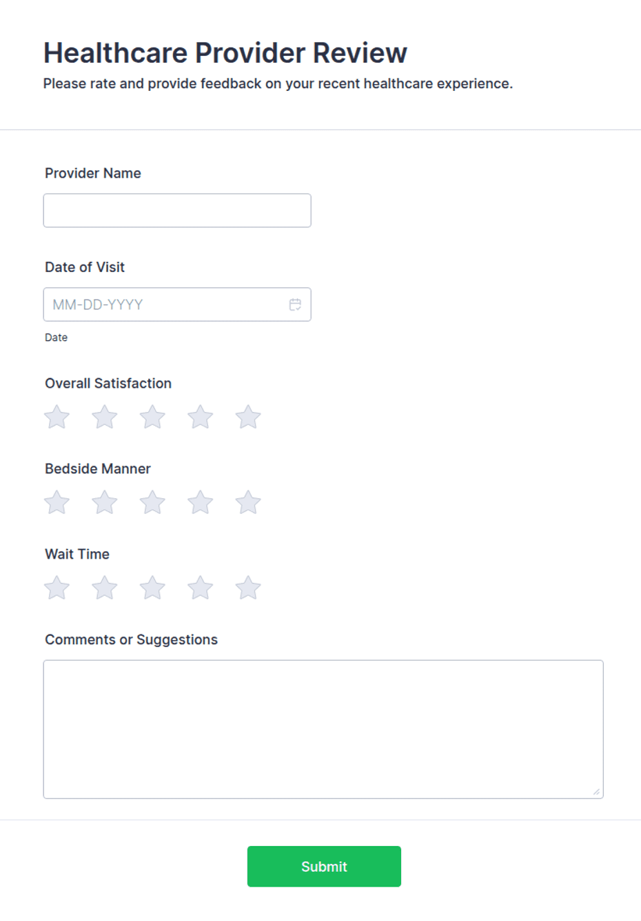 Healthcare Provider Review Form Template | Jotform
