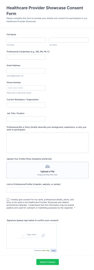 Healthcare Provider Showcase Consent Form Template