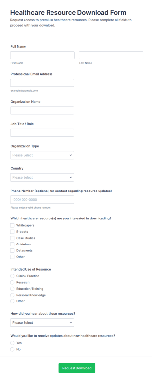 Healthcare Resource Download Form Template