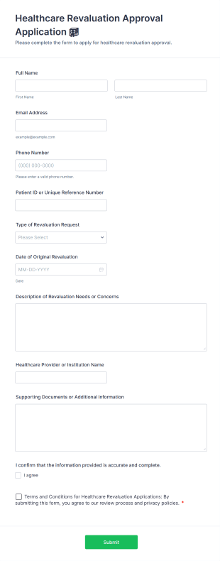Healthcare Revaluation Approval Application 🏥 Form Template