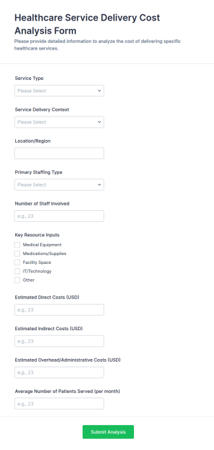 Healthcare Service Delivery Cost Analysis Form Template