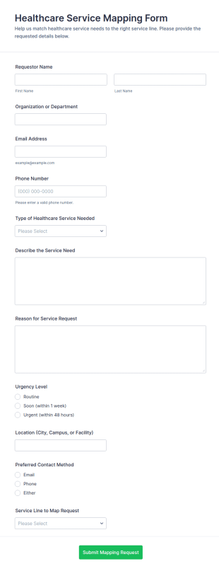 Healthcare Service Mapping Form Template