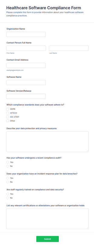 Healthcare Software Compliance Form Template