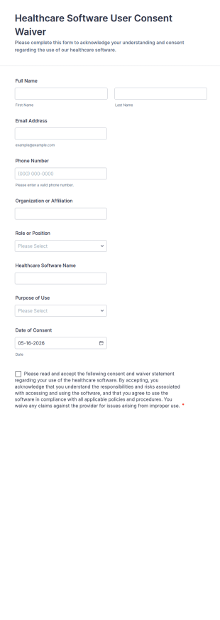 Healthcare Software User Consent Waiver Form Template