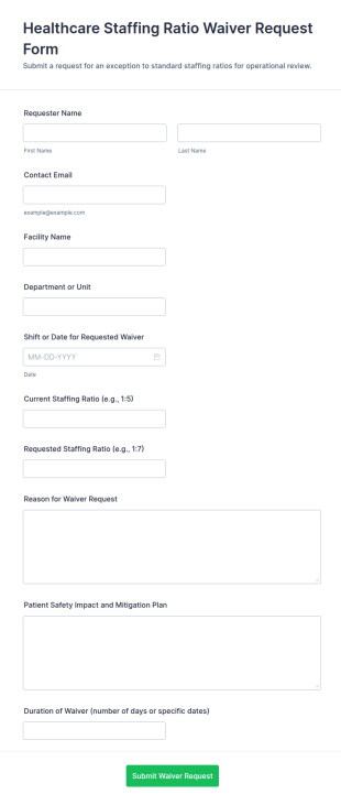 Healthcare Staffing Ratio Waiver Request Form Template