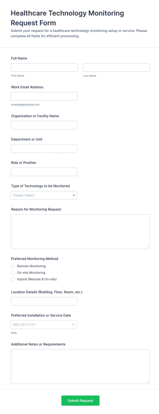 Healthcare Technology Monitoring Request Form Template