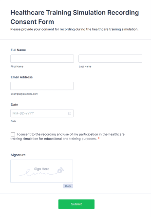 Healthcare Training Simulation Recording Consent Form Template