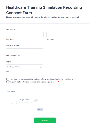 Healthcare Training Simulation Recording Consent Form Template