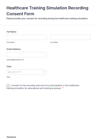 Healthcare Training Simulation Recording Consent Form Template