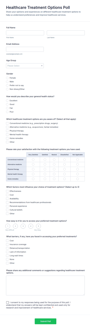 Healthcare Treatment Options Poll Form Template
