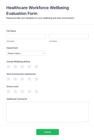 Healthcare Workforce Wellbeing Evaluation Form Template