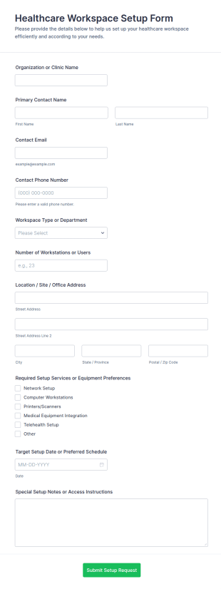 Healthcare Workspace Setup Form Template
