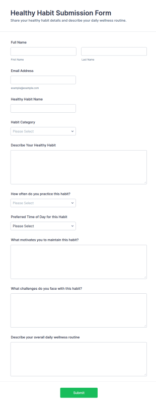 Healthy Habit Submission Form Template