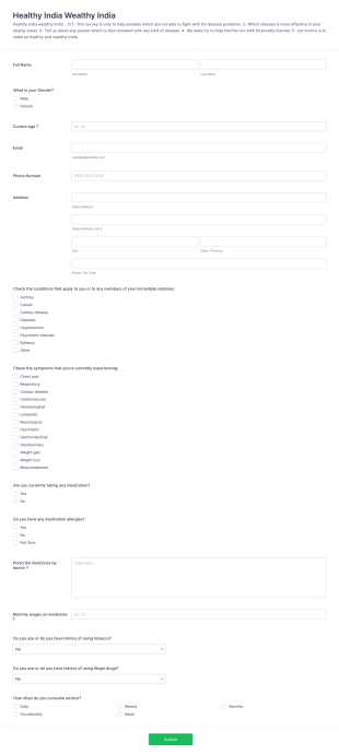 Healthy India Wealthy India Form Template