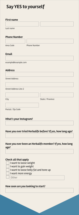 Healthy Life Program Application Form Template