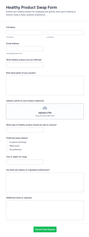 Healthy Product Swap Form Template