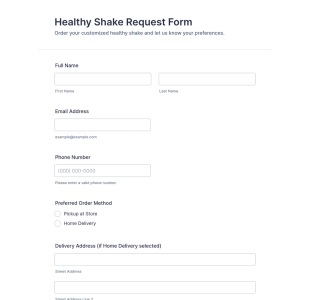 Healthy Shake Request Form Template