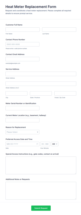 Heat Meter Replacement Form Template