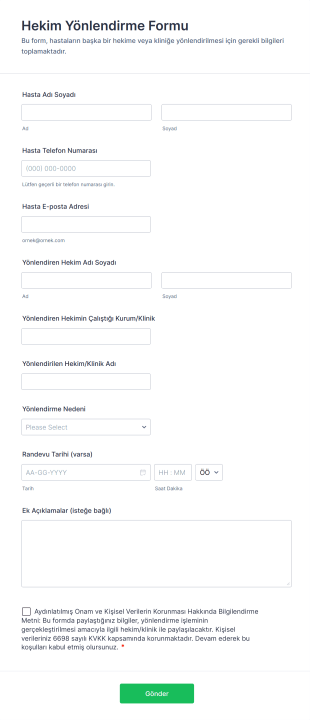 Hekim Yönlendirme Form Şablonu