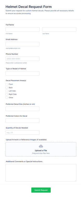 Helmet Decal Request Form Template