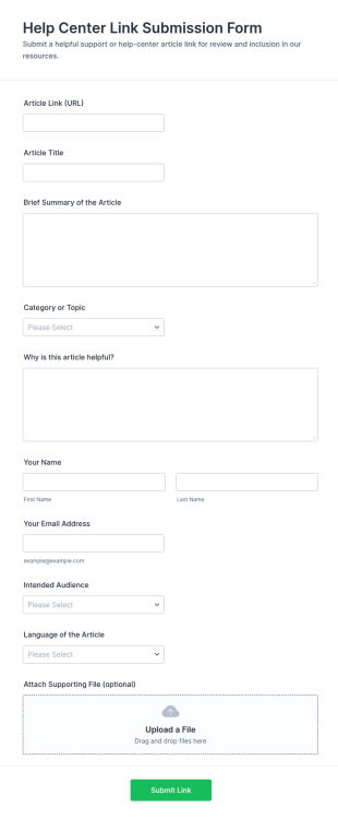 Help Center Link Submission Form Template
