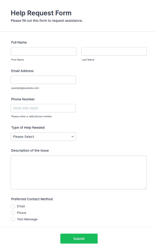 Help Request Form Template