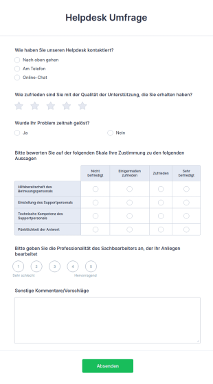 Helpdesk Umfrage