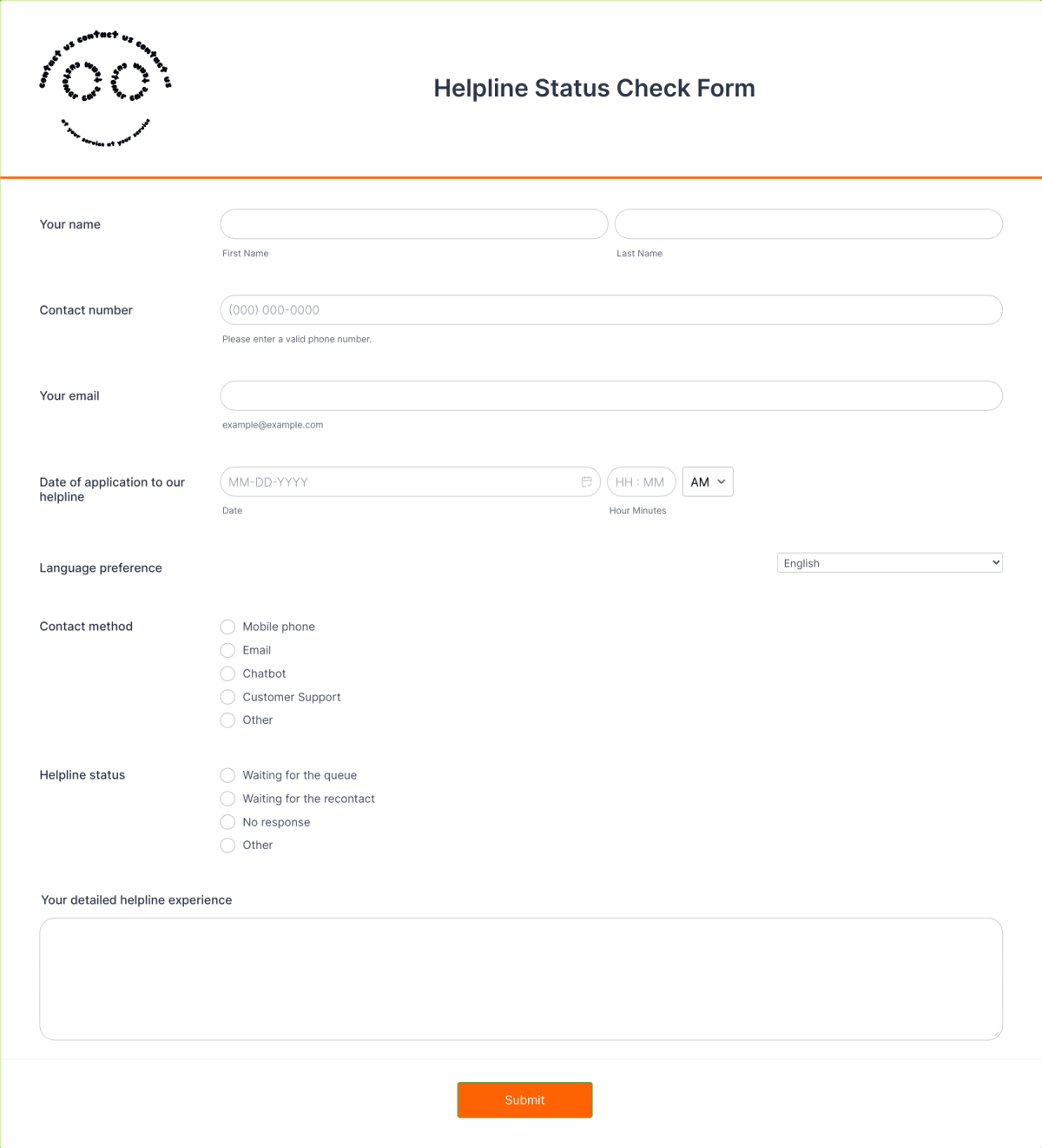 Helpline Status Check Form Template | Jotform