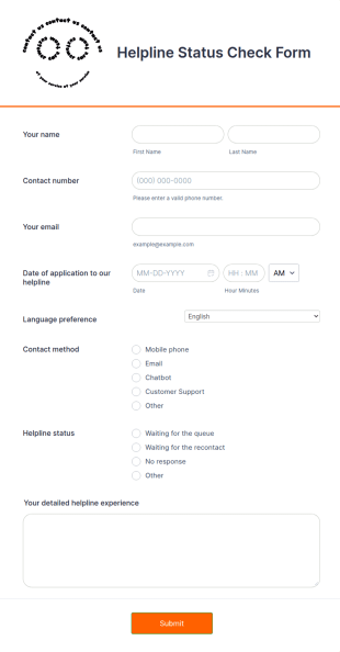 Helpline Status Check Form Template