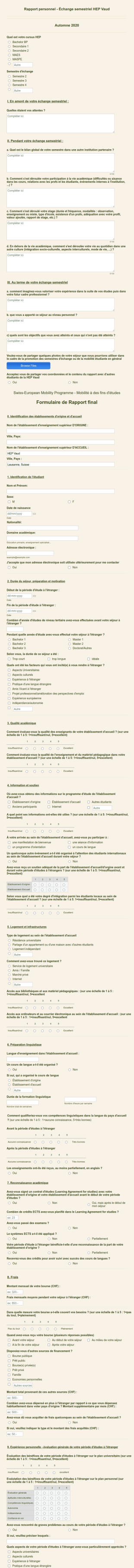 HEP Mobility Programme Automne 20 Rapport Final MO IN
