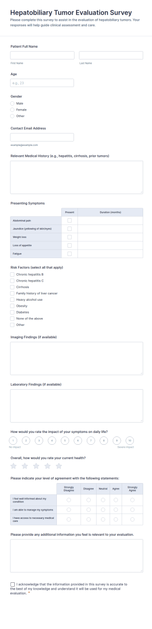 Hepatobiliary Tumor Evaluation Survey Form Template