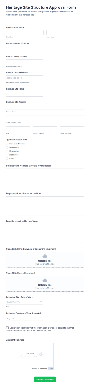 Heritage Site Structure Approval Form Template