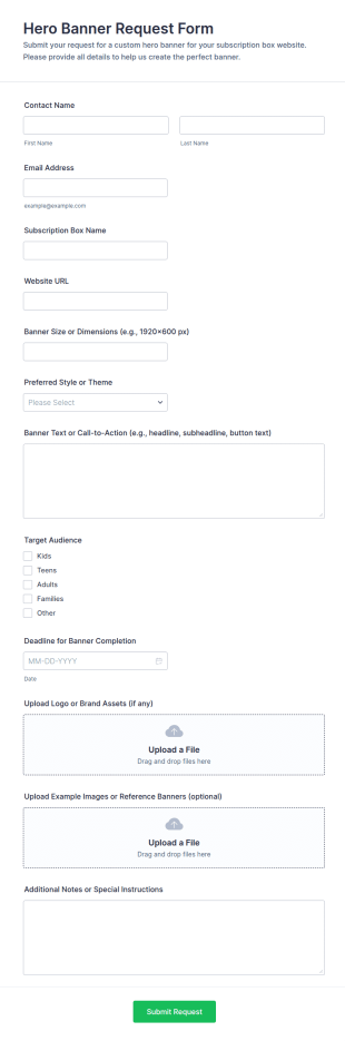Hero Banner Request Form Template