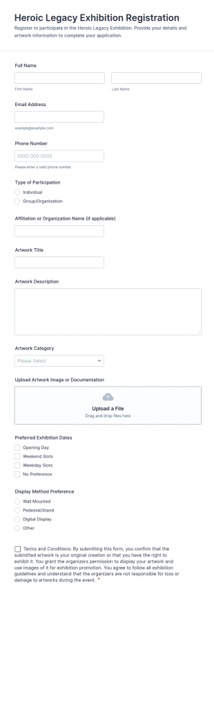 Heroic Legacy Exhibition Registration Form Template