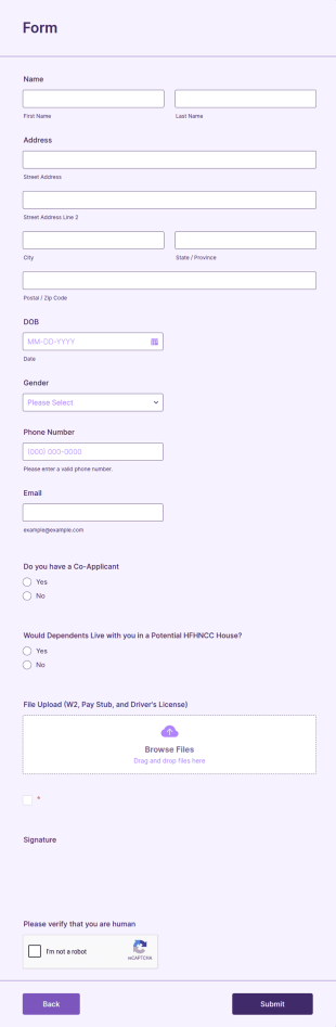 HFH Tenant App Form Template