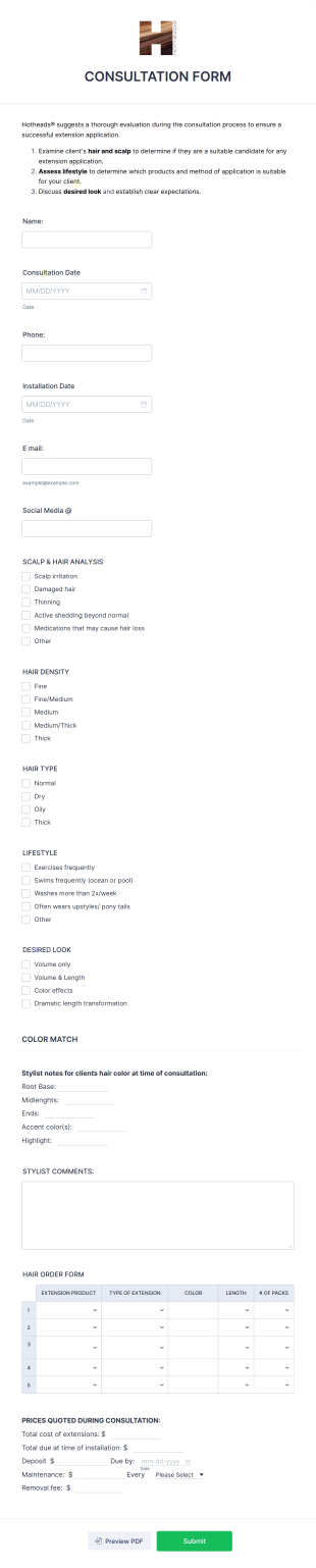 Hh Consultation Form Template